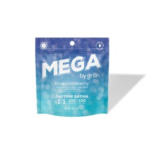 Blue Razzleberry Mega Pearl 1:1  Single Gummy  THC: 100mg