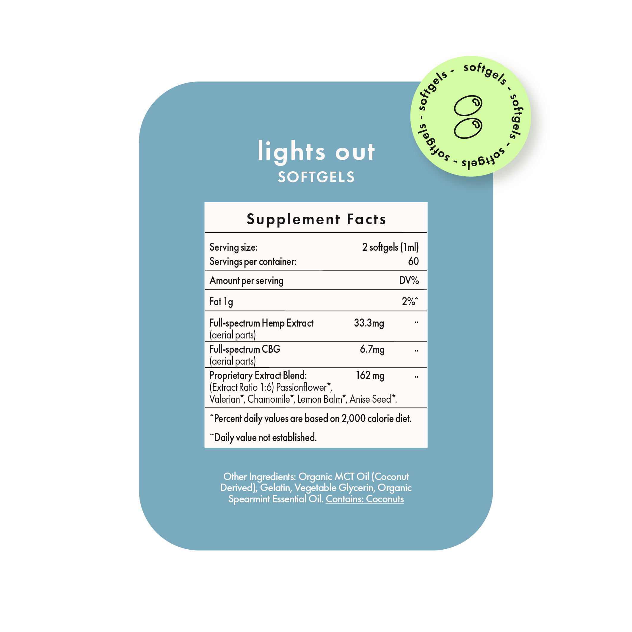 Lights Out (ZZZ) 990mg CBD 210mg CBN 120 Softgel Tablets - Image 3